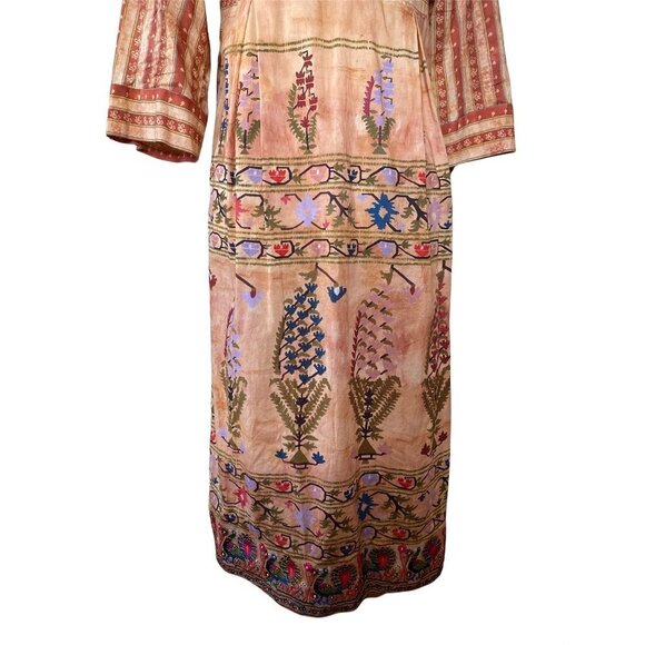 Handcrafted embroidered printed garden tunic kurti kurta midi dress size S/M - Picture 5 of 11